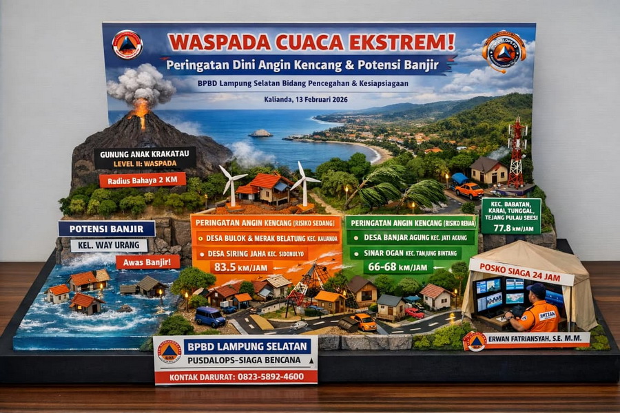 BPBD Lampung Selatan Rilis Peringatan Dini Angin Kencang dan Potensi Banjir